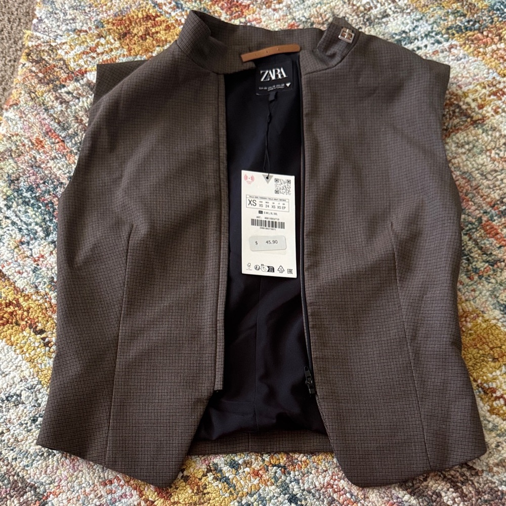 Zara Dark Brown Structured Vest